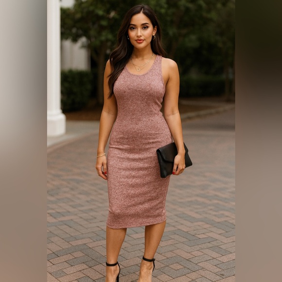 Cotton On Women's Textured Red Heathered Midi Dress - Picture 1 of 5